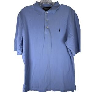 POLO GOLF RALPH LAUREN MEN'S POLO SHIRT MEDIUM LIGHT BLUE COTTON PONY PREPPY
